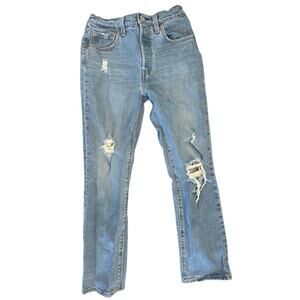 Vintage Levi’s 501 Women’ Girls Skinny Ripped Distressed Blue Jeans W25 L26